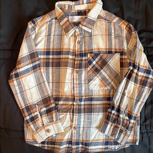 Zara Kids Plaid Shirt in Navy Blue and Rust Orange